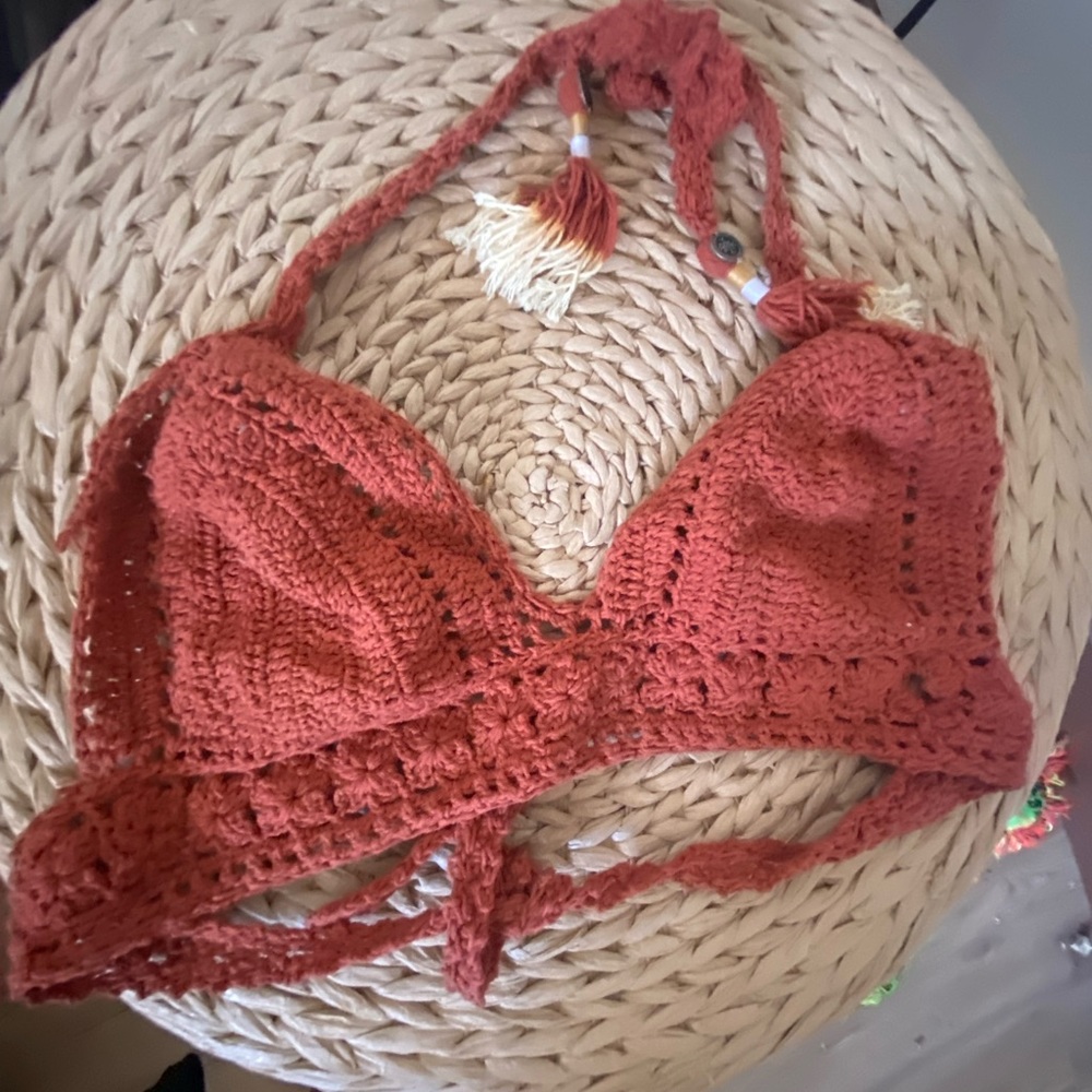 Free people flower chain bralette bikini top m/L